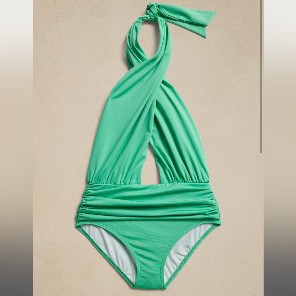 NWT Banana Republic Twisted Black One Piece Swimsuit Size M